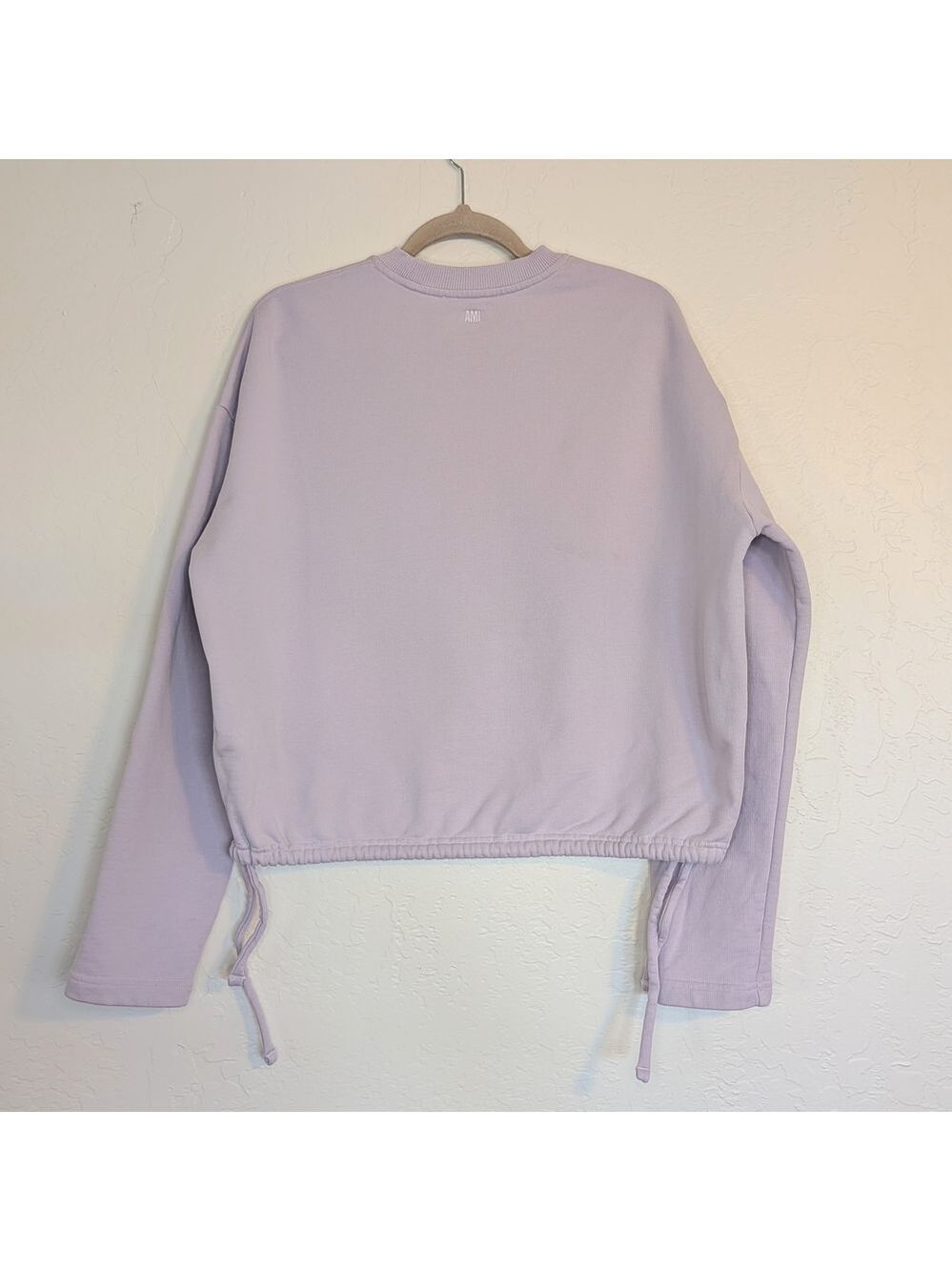 Ami Paris Ami De Cœur Cotton Sweatshirt Lilac Drawstring Waist - Picture 4 of 11
